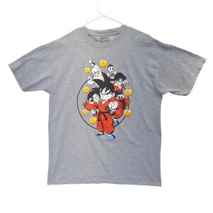 Dragon Ball Z Goku Gohan Tien Graphic Tee Mens Large Gray Short Sleeve Shirt